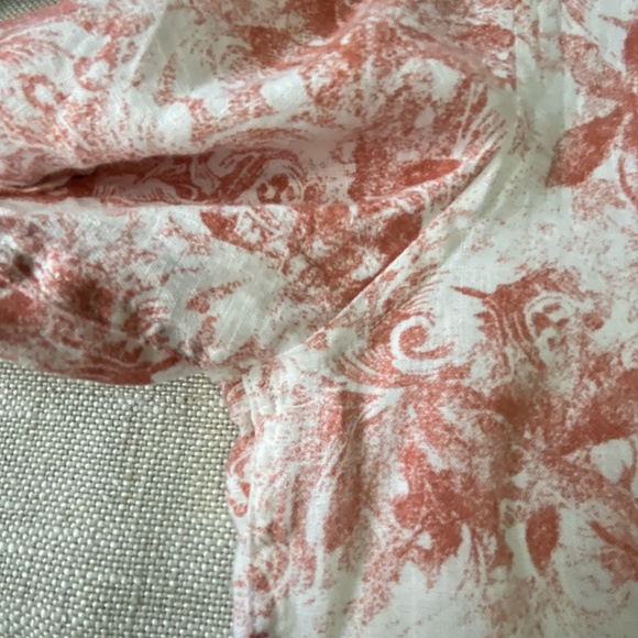 Joseph Abboud Mens Linen Coral Floral Summer Vacation Casual Shirt-Sz-L - Picture 7 of 14